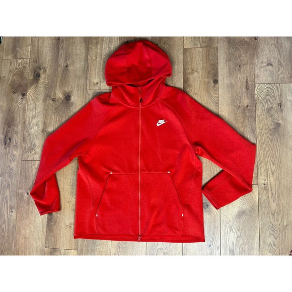 Nike Tech Fleece Men's Full-Zip Hoodie Large 928483-622 Orange Red Excellent